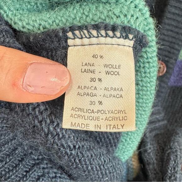VTG Carina Nucci Womens Cardigan Alpaca Wool Patchwork Grandpa Oversized Knit - Picture 5 of 7